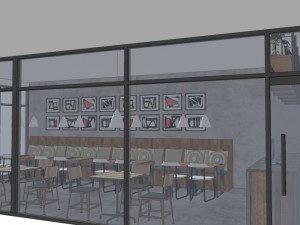 business interior cafe decoration design modernism style 3D Model