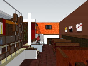 business interior fast food restaurant decoration design chinese style Modelo 3D