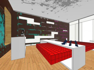business interior shoe shop decoration design modernism style 3D Model