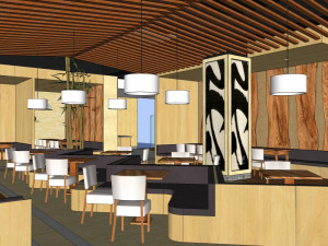business interior restaurant decoration design modernism style 3D Model