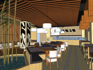 business interior restaurant decoration design modernism style 3D Model