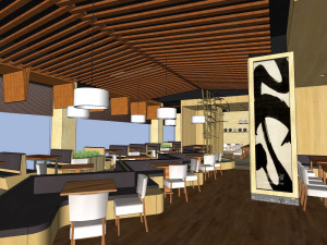 business interior restaurant decoration design modernism style 3D Model