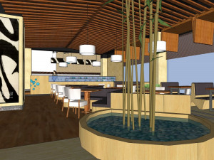 business interior restaurant decoration design modernism style 3D Model