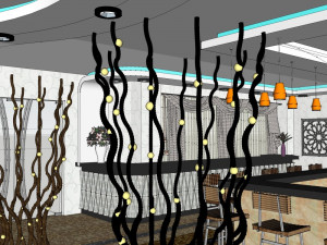 business interior restaurant decoration design modernism style 3D Model
