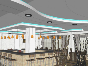 business interior restaurant decoration design modernism style 3D Model