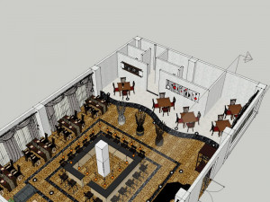business interior restaurant decoration design modernism style 3D Model