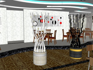 business interior restaurant decoration design modernism style 3D Model