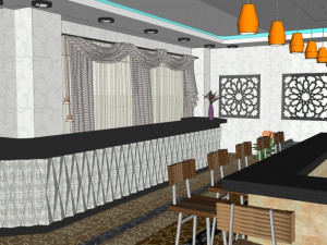 business interior restaurant decoration design modernism style 3D Model
