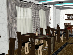 business interior restaurant decoration design modernism style 3D Model