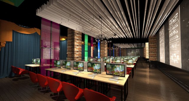 business interior internet bar decoration design american style 3D Model .c4d .max .obj .3ds .fbx .stl .blend 