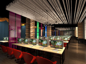 business interior internet bar decoration design american style 3D 模型
