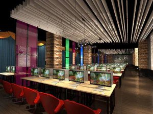 діловий інтер'єр інтернет-бар прикраса дизайн американський стиль 3D Модель