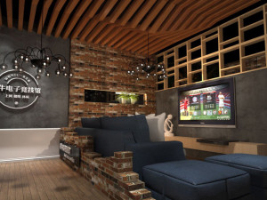 business interior internet bar decoration design american style 3D Model