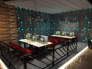 business interior internet bar decoration design american style 3D Model