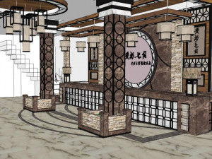 business interior internet bar decoration design american style 3D 모델