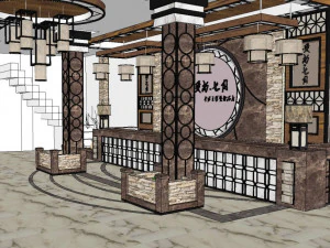business interior internet bar decoration design american style 3D Model