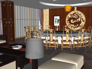 business interior internet bar decoration design american style 3D Model