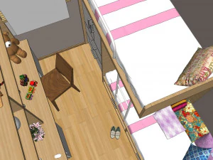 public building interior dormitory decoration design modernism style 3D Model