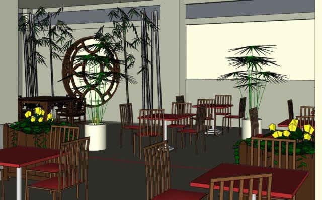 business interior hotel decoration design chinese style 3D 모델 .c4d .max .obj .3ds .fbx .stl .blend 