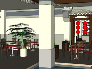 business interior hotel decoration design chinese style 3D 모델