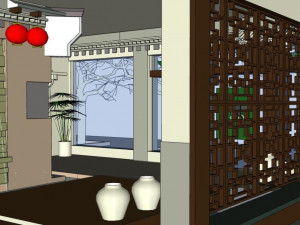 business interior hotel decoration design chinese style 3D 모델