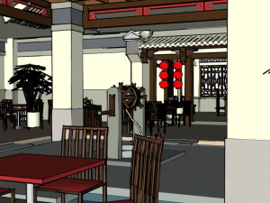 business interior hotel decoration design chinese style 3D Model