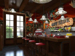 commercial interior bar decoration design american rural style 3D Model