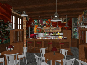 commercial interior bar decoration design american rural style Model 3D
