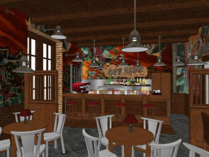 commercial interior bar decoration design american rural style 3D Model