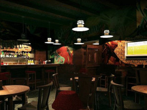 commercial interior bar decoration design american rural style Model 3D