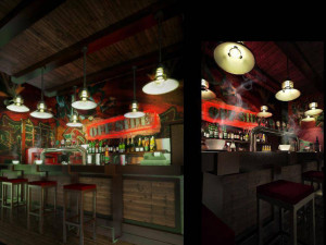 commercial interior bar decoration design american rural style Model 3D