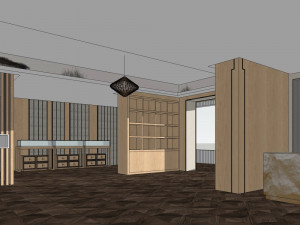 public building interior jewelry exhibition hall decoration design chinese style Modèle 3D