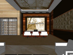 commercial interior office decoration design chinese style 3D Model