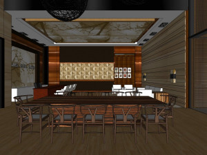 commercial interior office decoration design chinese style 3D 模型