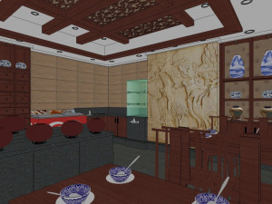 commercial interior traditional chinese medicine shop decoration design chinese style 3D Model