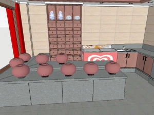 commercial interior traditional chinese medicine shop decoration design chinese style 3D Model