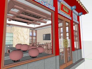 commercial interior traditional chinese medicine shop decoration design chinese style 3D Model