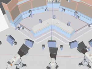 public building interior studio decoration design modernism style 3D 모델