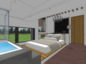 商务房酒店房间装修设计现代主义风格 3D 模型