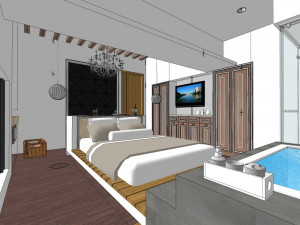 business room hotel room decoration design modernism style Modelo 3D
