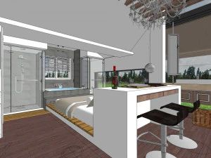 business room hotel room decoration design modernism style 3D Model