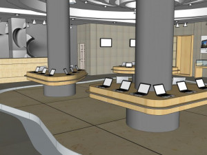 commercial interior experience shop decoration design modernism style Modello 3D