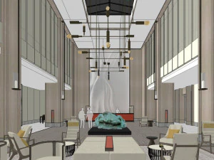 business interior hotel lobby decoration design chinese style 3D Model
