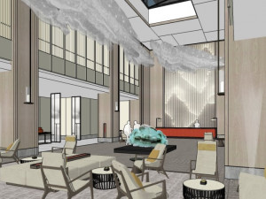 business interior hotel lobby decoration design chinese style 3D 模型