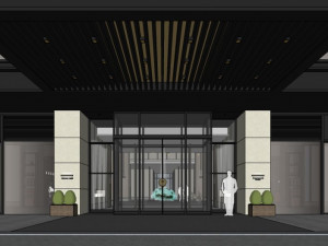 business interior hotel lobby decoration design chinese style 3D 模型