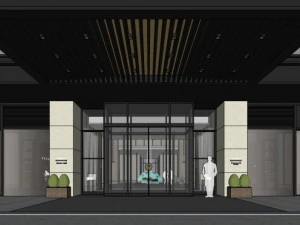 business interior hotel lobby decoration design chinese style 3D Model