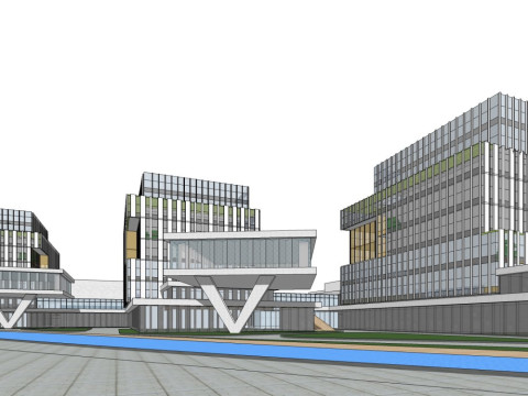 Industrieterrein moderne stijl hoogbouw 3D Model