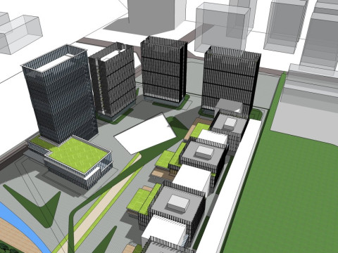 Industrieterrein moderne stijl hoogbouw 3D Model