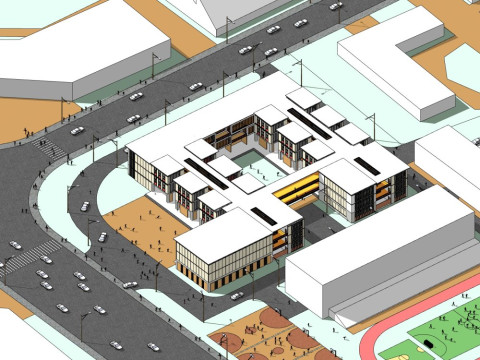 現代学校の効果図 3Dモデル