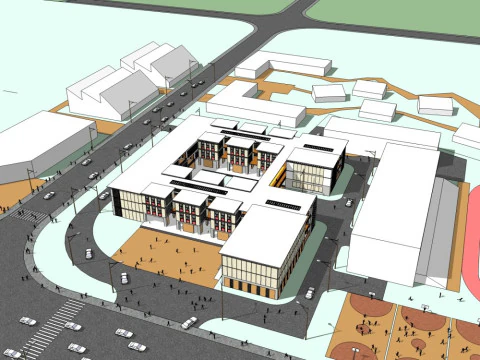 Effect diagram of modern school 3D Model